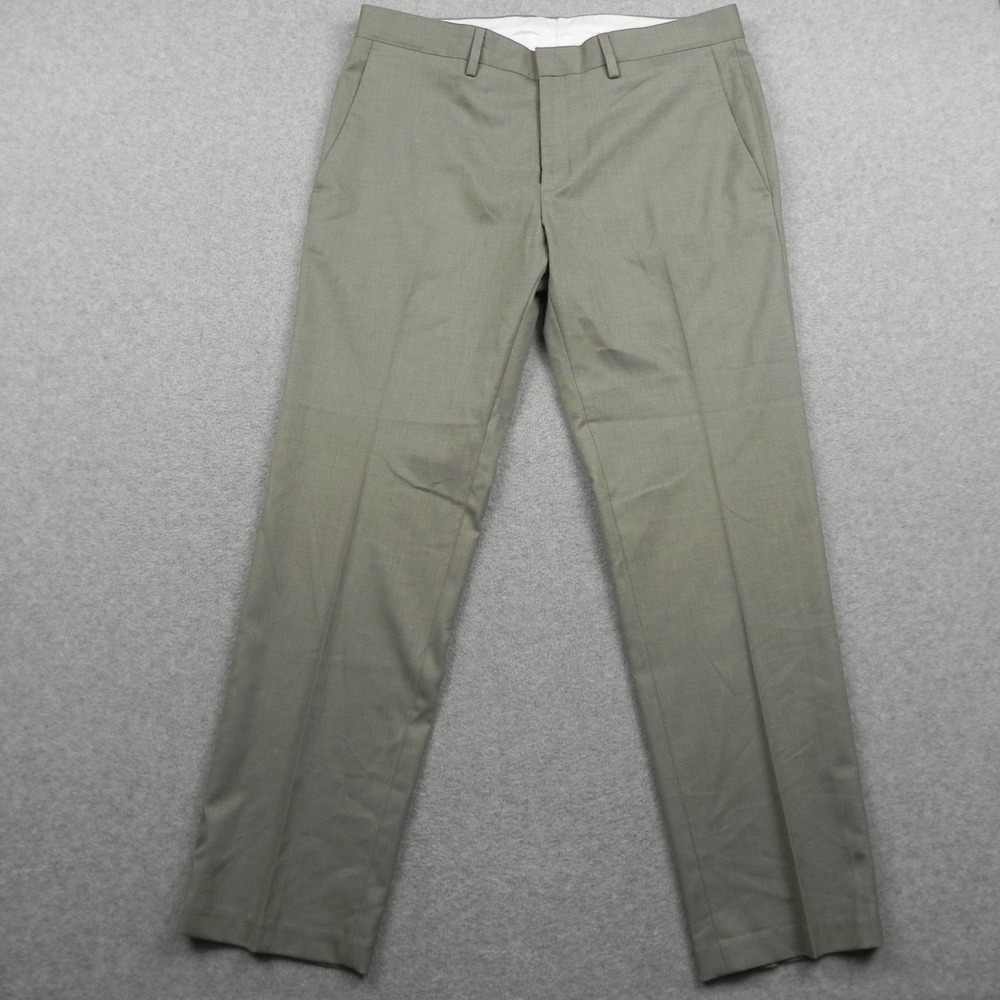 Kenneth Cole Reaction Pants Mens 34x29 Dress Suit Business Formal Flat Front Tan